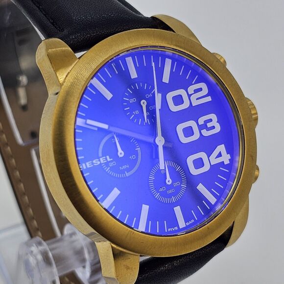 DIESEL Women Watch 40MM Black Dial New Black Leather Bands Up to 7.5" NewBattery - Picture 5 of 14